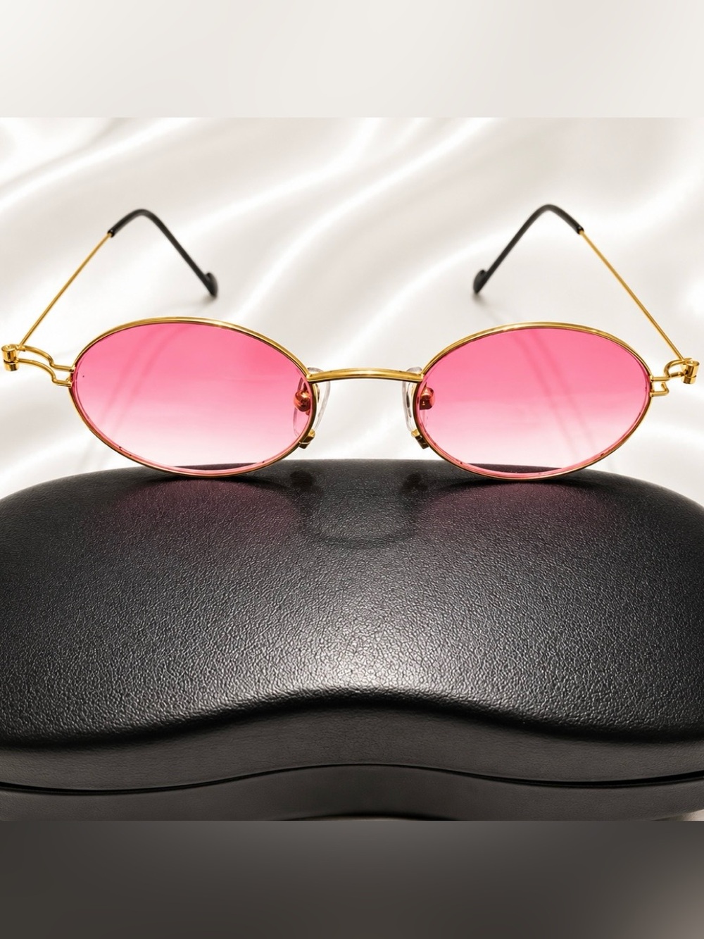 VERY RARE Authentic Gucci Coogi Brand Name Gold Metal Frame Pink Tint Sunglasses